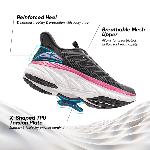 [ALLSWIFIT 2.0] Women's Comfortable Walking Sneakers - BLACK/FUCHSIA - 2